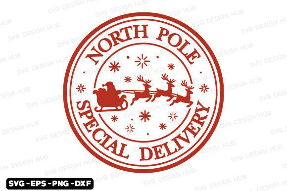 North Pole Stamp Png, Retro Christmas Svg Review