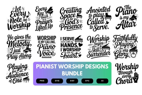 Pianist SVG Bundle: A Faithful Embroidery Design for Worship and Wear